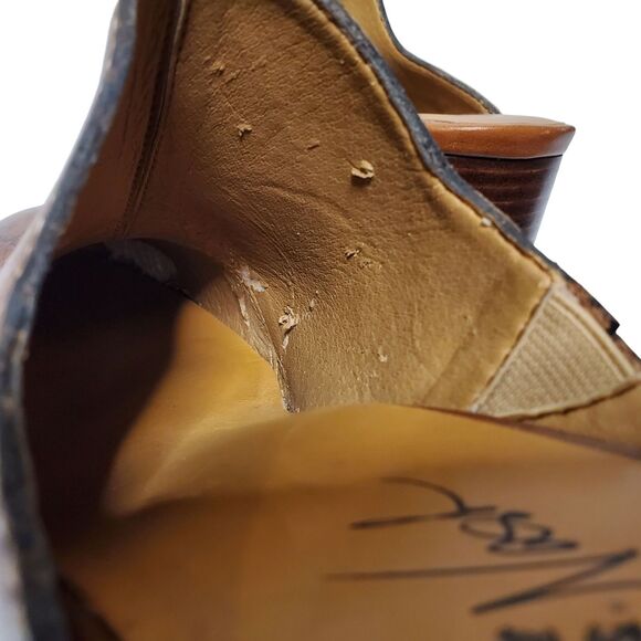 Patricia Nash Leather Global Map Mules Shoes Womens Size 10 Carmine Brown - Picture 7 of 9